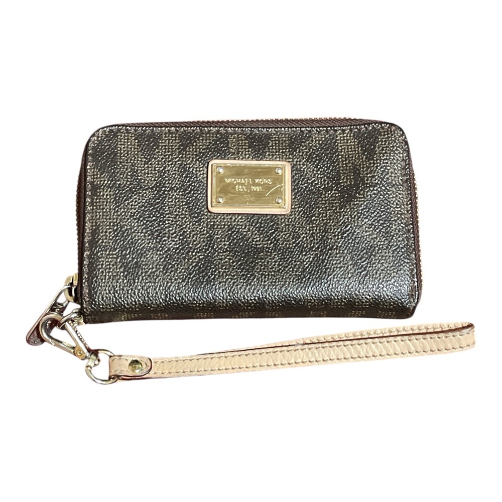 Michael Kors Brown and Gold Wristlet